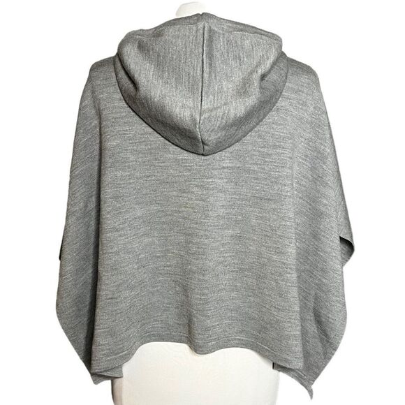 LULULEMON All in a Day Hooded Poncho Gray Merino Wool Cropped Tie Hem Sweater - Picture 3 of 6
